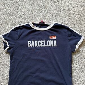 Edikted Barcelona Navy and White Short Sleeve Tee